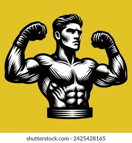 black and white boxing man vector icon. This is an editable and printable high quality vector eps file.