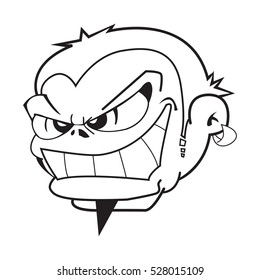 black and white boy with evil grin cartoon illustration