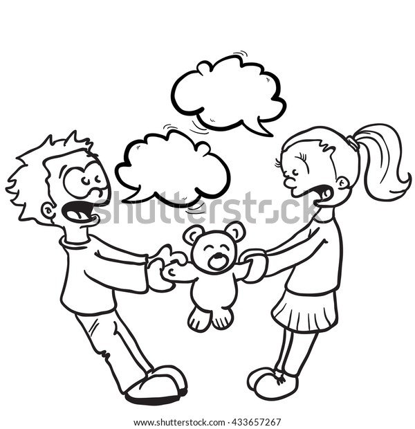 Black White Boy Girl Fighting Cartoon Stock Vector Royalty Free