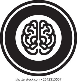 Ilustración de cerebro en blanco y negro.