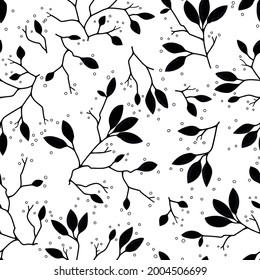 Black White Branches Silhouette Buds Vector Stock Vector (Royalty Free ...