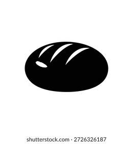 Black and white bread loaf silhouette vector icon for harvest bakery and farm design