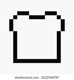 black and white bread pixel art icon vector illustration.