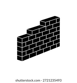 Black and White Brick Wall Construction Icon