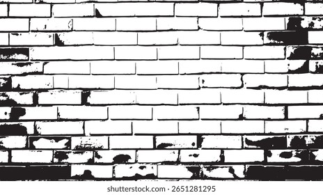 uma parede de tijolo preto e branco com uma textura angustiada e grunge, criando um padrão abstrato de alto contraste