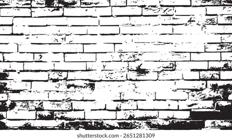 Una pared de ladrillo blanco y negro con una textura afligida, que muestra líneas de mortero irregulares y una superficie rugosa