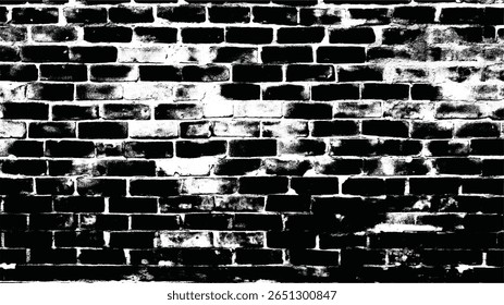 a black and white brick wall with high contrast showing the texture of the bricks and the mortar lines