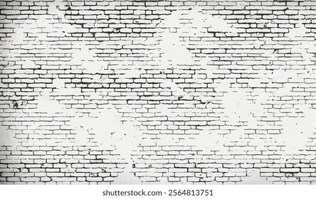 Black and white brick wall. monochrome brick wall with vintage grunge texture. Grunge black and white brick wall background. Abstract texture for background.