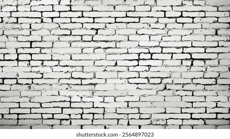 Black and white brick wall. monochrome brick wall with vintage grunge texture. Grunge black and white brick wall background. Abstract texture for background.