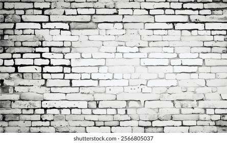 Black and white brick wall. monochrome brick wall with vintage grunge texture. Grunge black and white brick wall background. Abstract texture for background.