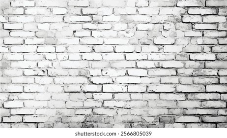 Black and white brick wall. monochrome brick wall with vintage grunge texture. Grunge black and white brick wall background. Abstract texture for background.