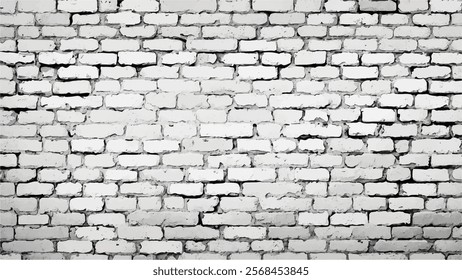 Black and white brick wall. monochrome brick wall with vintage grunge texture. Grunge black and white brick wall background. Abstract texture for background.