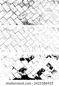 una pared de ladrillo blanco y negro con pintura blanca, un conjunto de cuatro paredes de ladrillo diferentes, cuatro tipos diferentes de baldosas de ladrillo, vectores de pared de ladrillo vintage, conjunto de gruesos 