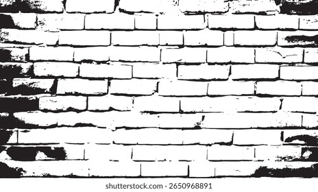 a black and white brick wall with a rough texture, showing signs of age and weathering, creating a vintage look