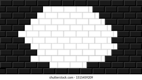 black white  brick wall texture dark background vector illustration