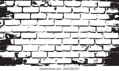 a black and white brick wall texture with a grunge overlay, creating a distressed and vintage aesthetic