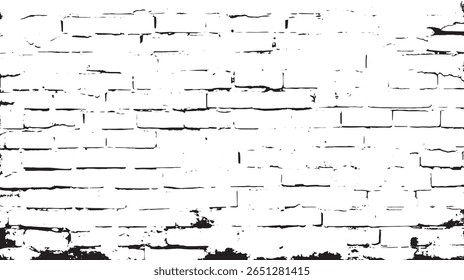 a black and white brick wall texture with irregular edges and cracks, perfect for graphic design projects