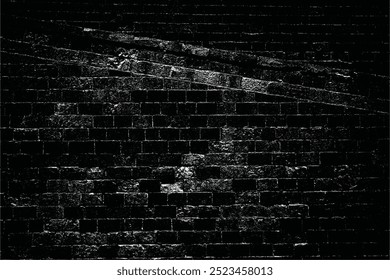 Texturas de pared de ladrillo blanco y negro: Fondos envejecidos, patrones de ladrillo oscuro y Fotografía de pared angustiada