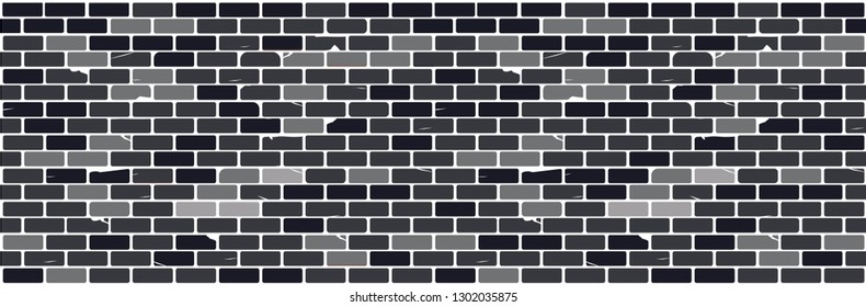 Black and white brick wall vector background