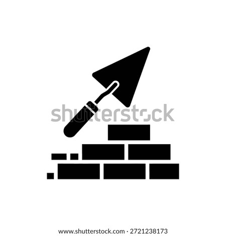 Black and White Bricklaying Construction Icon