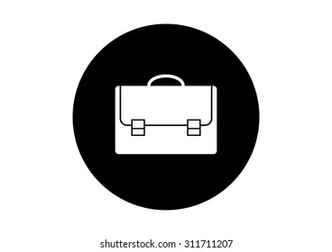 Black and white briefcase icon on white background    
