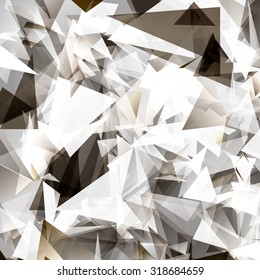 Black and White bright triangle polygon background or Vector frame. Abstract Geometrical Backdrop. Geometric design for business presentations or web template. grey B&W monochrome. Illustration.
