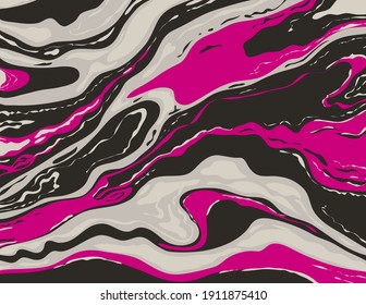 Black and White Brink Pink Inkscape Suminagashi Kintsugi Japanese Ink Marbling Paper Abstract Art
