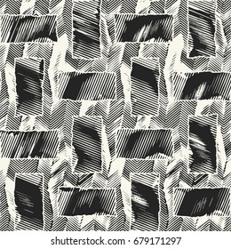 Black And White Broken Graphic Block Pattern
