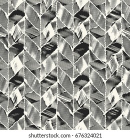 Black And White Broken Graphic Herringbone Pattern