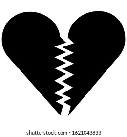 Black White Broken Heart Icon Stock Vector (royalty Free) 1621043833 