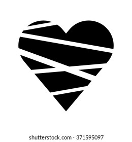 Black and white broken heart icon