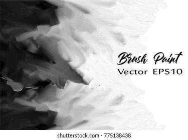 Black and white brush paint texture design acrylic stroke poster ,Abstract Background. ,Vector