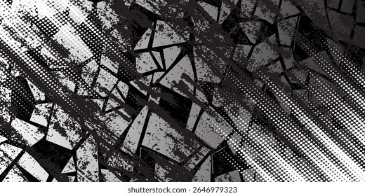 Pegatina de coche de Anuncio con patrón de cepillo blanco negro Líneas deportivas Combinación de color blanco negro abstracto Patrón de cepillo grunge Diseño de carreras de automovilismo moderno