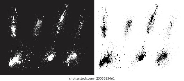 Conjunto de fondo de salpicaduras de manchas de sangre de pincelada en blanco y negro