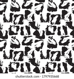 Black and White Brush Stroke Camouflage abstract seamless pattern background suitable for fashion textiles, graphics