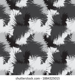 Black and White Brush Stroke Camouflage abstract seamless pattern background suitable for fashion textiles, graphics
