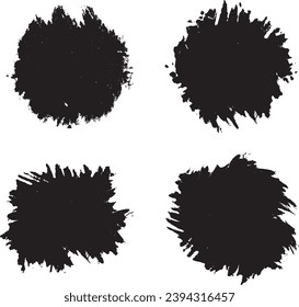 Black and white brush stroke  frame on white background. Vector illustration. Vector grunge circle. Ink square stroke on white background. Vector grunge circle