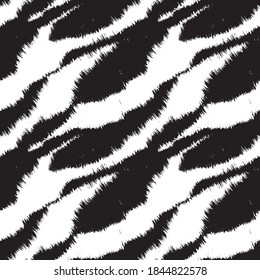 Black and White Brush stroke fur pattern design for fashion prints, homeware, graphics, backgrounds