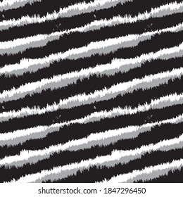 Black and White Brush stroke fur pattern design for fashion prints, homeware, graphics, backgrounds