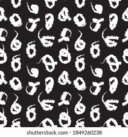 Black and White Brush stroke fur pattern design for fashion prints, homeware, graphics, backgrounds