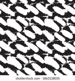 Black and White Brush stroke fur pattern design for fashion prints, homeware, graphics, backgrounds