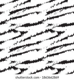Black and White Brush stroke fur pattern design for fashion prints, homeware, graphics, backgrounds