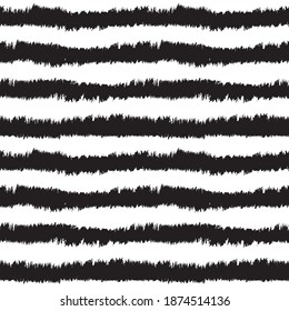 Black and White Brush stroke fur pattern design for fashion prints, homeware, graphics, backgrounds