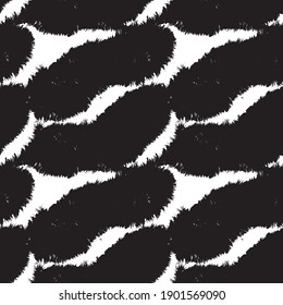 Black and White Brush stroke fur pattern design for fashion prints, homeware, graphics, backgrounds