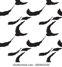 Black and White Brush stroke fur pattern design for fashion prints, homeware, graphics, backgrounds