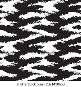 Black and White Brush stroke fur pattern design for fashion prints, homeware, graphics, backgrounds