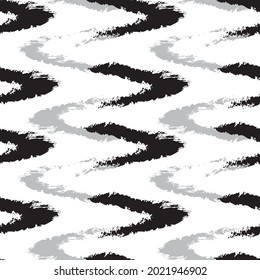 Black and White Brush stroke fur pattern design for fashion prints, homeware, graphics, backgrounds