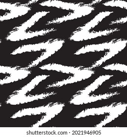 Black and White Brush stroke fur pattern design for fashion prints, homeware, graphics, backgrounds