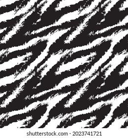 Black and White Brush stroke fur pattern design for fashion prints, homeware, graphics, backgrounds