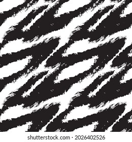 Black and White Brush stroke fur pattern design for fashion prints, homeware, graphics, backgrounds